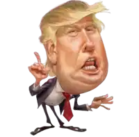 a cartoon drawing of donald trump with a big head