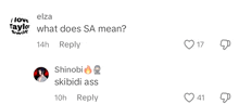 a screenshot of a facebook post asking what does sa mean .