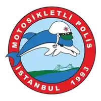 a logo for motosikletli polis istanbul 1993 with a dolphin