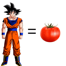 a cartoon character is standing next to a tomato with the numbers 11 and 1 next to him