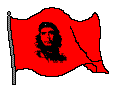 a red flag with a picture of che guevara on it .