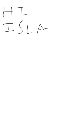 a black and white drawing of the word hi isla