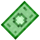 a green dollar bill with a square in the middle is a pixel art icon .