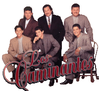 a group of men are posing for a picture with the words los caminantes written in red