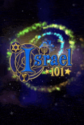 a logo for israel 101 with a menorah and a star