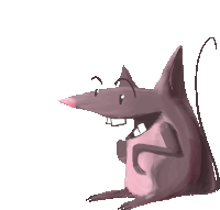 a cartoon drawing of a rat with a very large belly