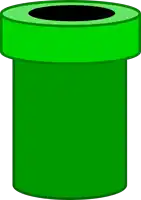 a green tube with a black hole in the middle