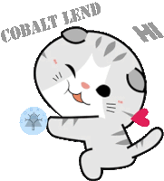 a cartoon cat with the words cobalt lend hi on the bottom