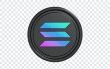 a black coin with a purple and blue stripe in the middle