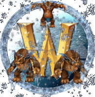 a logo for world of warcraft is surrounded by ice and snowflakes