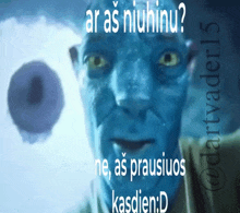 a picture of a man with a blue face and the words " ar as niuhinu "