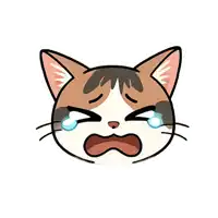 a cartoon drawing of a cat crying with tears coming out of its eyes