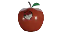 an apple with a label that says red apples media on it