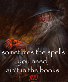 a poster of a man smoking a pipe with the words sometimes the spells you need