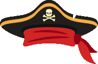 a black pirate hat with a skull and crossbones on it