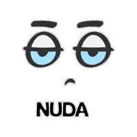 a cartoon face with the word nuda written below it