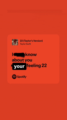 a spotify advertisement for taylor swift 's version of 22