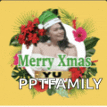 a picture of a woman in a santa hat with the words merry xmas yu ppt family