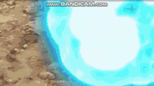 a blue light is coming out of the ground and says www.bandicam.com in the lower right corner