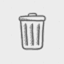 a black and white drawing of a trash can with a lid on a white background .