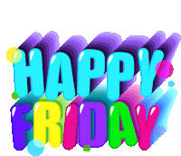 a colorful sign that says " happy friday " on a white background