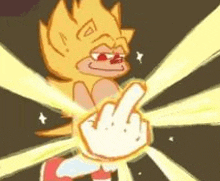 sonic the hedgehog is giving the middle finger .