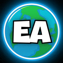 a cartoon globe with the letter ea in front of it