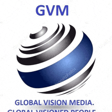 a logo for global vision media with a blue globe