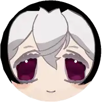 a drawing of a girl with purple eyes and white hair