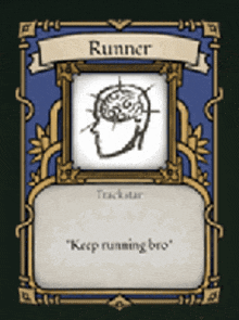 a card that says runner with a picture of a brain