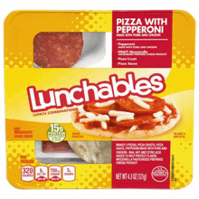 a package of lunchables pizza with pepperoni is shown on a white background