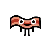 a cartoon drawing of a piece of bacon with a smiling face and dripping eyes .