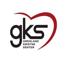 a logo for gks grenland kristnesenter with a heart