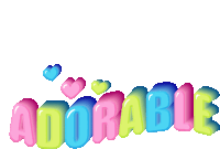 the word adorable is written in colorful letters with hearts surrounding it