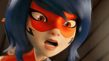 a close up of a cartoon character with a mask on