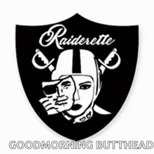 a black and white logo for the raiders with the words good morning butthead