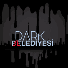 a dark belediyesi logo with a silhouette of a city in the background