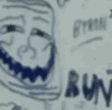 a drawing of a troll with the word run written on it