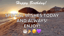 a birthday card with a beach scene and the words happy birthday