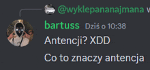 a screenshot of a conversation between bartuss and co to znaczy antenja