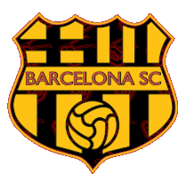 a yellow and black shield with barcelona sc written on it