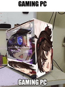 a picture of a gaming pc with a girl on the side