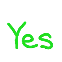 a green yes sign is on a white background