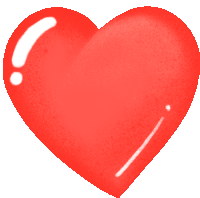 a large red heart with a white stripe on the bottom