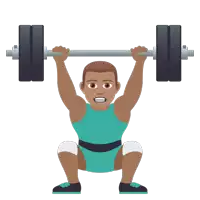 an illustration of a man squatting while lifting a barbell