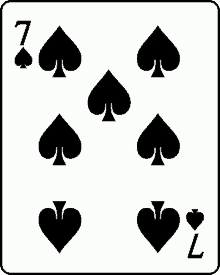 a playing card with spades and hearts and the number 7 on it