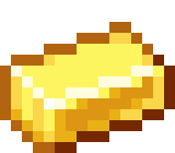 a piece of gold in a pixel art style on a white background .