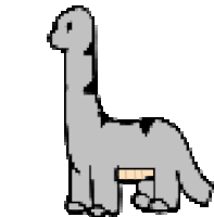 a pixel art drawing of a dinosaur with a bandage on it 's arm .