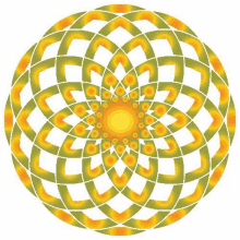 a yellow and green circular pattern on a white background .