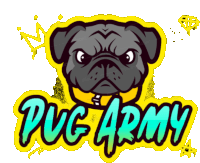 a pug army logo with a crown on top of it